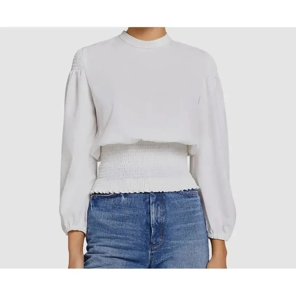 ALC Rose Long Sleeve Smocked Top in White Size 2 - Picture 1 of 9